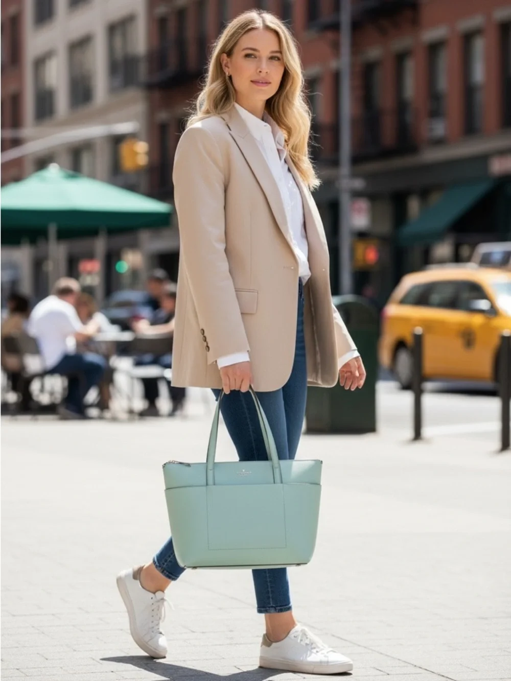 Kate Spade Mint Green Saffiano Leather Tote Large Work Laptop Bag NWOT Chic